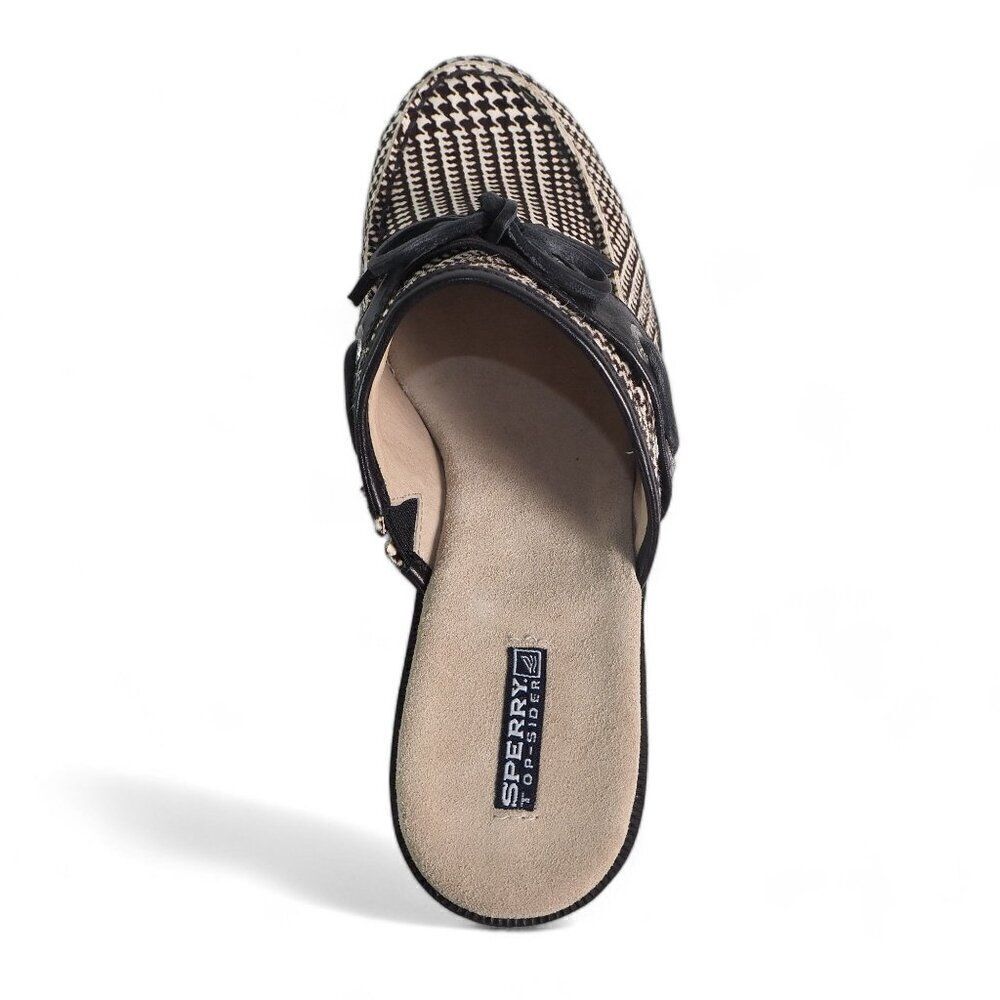 Sperry Top-Sider Houndtooth Cow Fur Clogs Black / White 9492125 Women's 10M - Picture 9 of 11